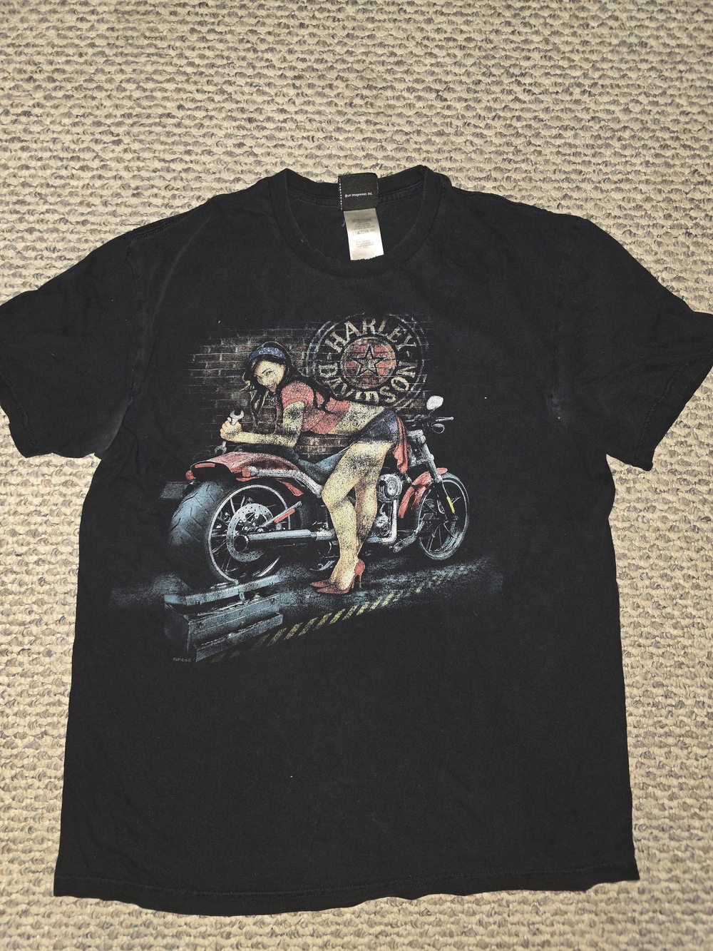 Harley-Davidson Black Tee with Red Motorcycle Graphic